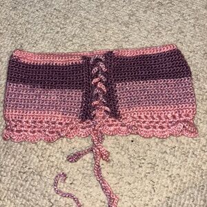Pink and Purple Crochet Women crop top